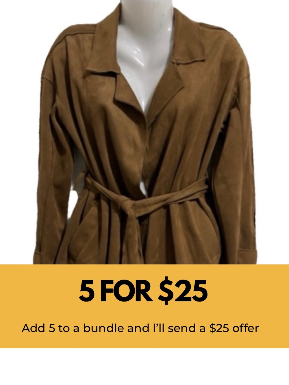Black Tape, faux suede open front blazer.